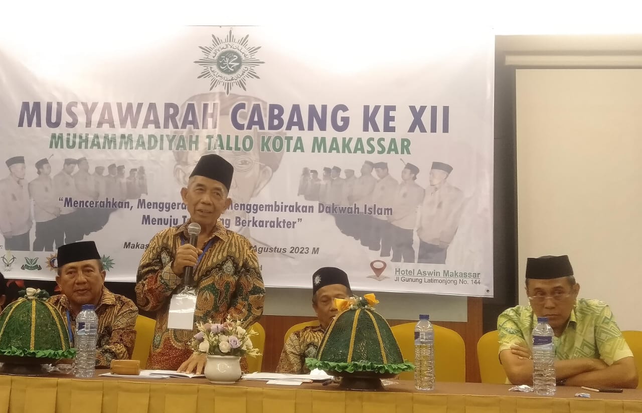 Ketua Terpilih Muhammadiyah Cabang Tallo Makassar Periode 2022-2027 Ir. HM Amin Ishak, M.Sc saat memberikan sambutan pada penutupan muscab Muhammadiyah Tallo di Hotel Aswin, Jl Gunung Latimojong No 144 Makassar, Minggu (27/8/2023).