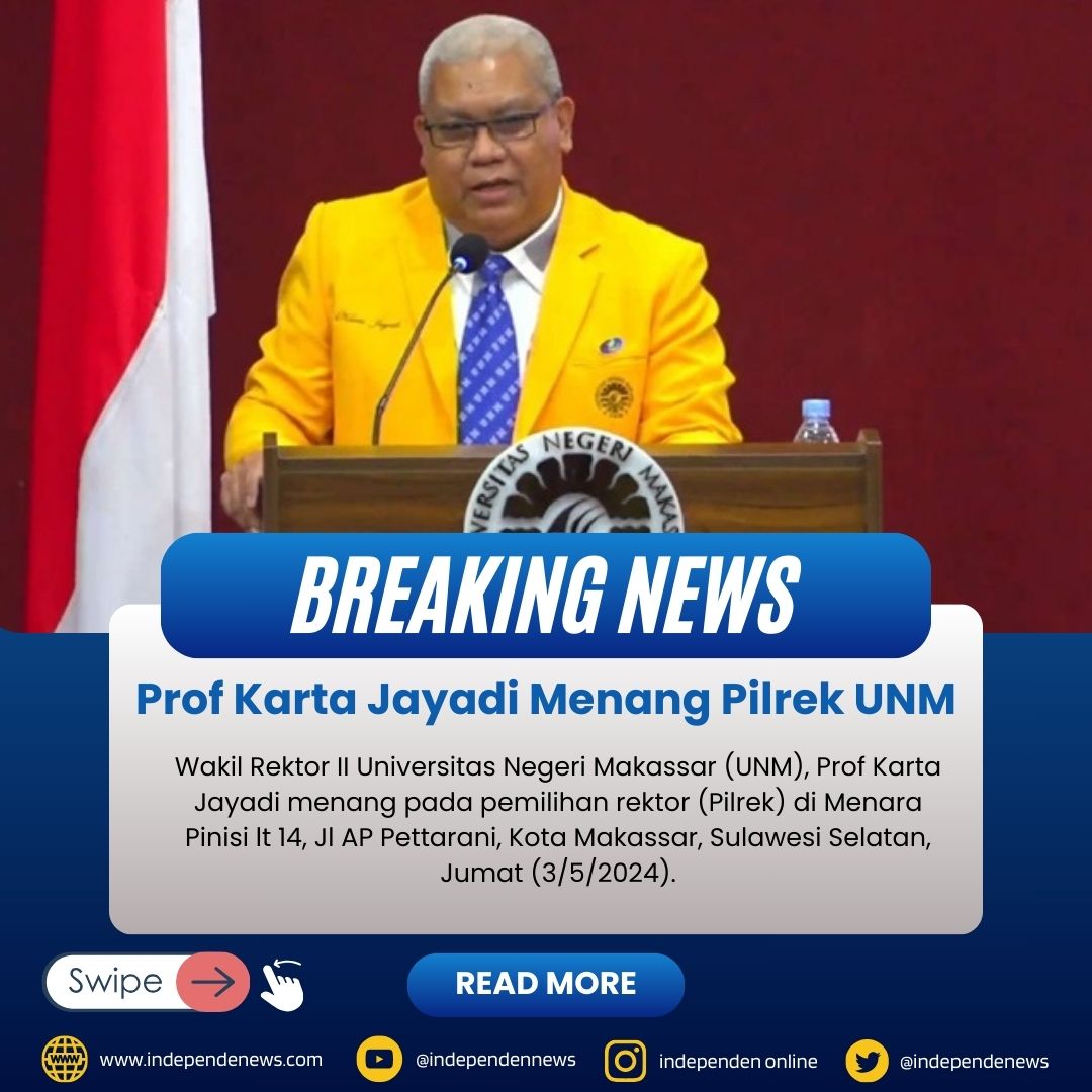 Prof.Dr. Karta Jayadi, M.Sn terpilih sebagai Rektor Universitas Negeri Makassar (UNM).