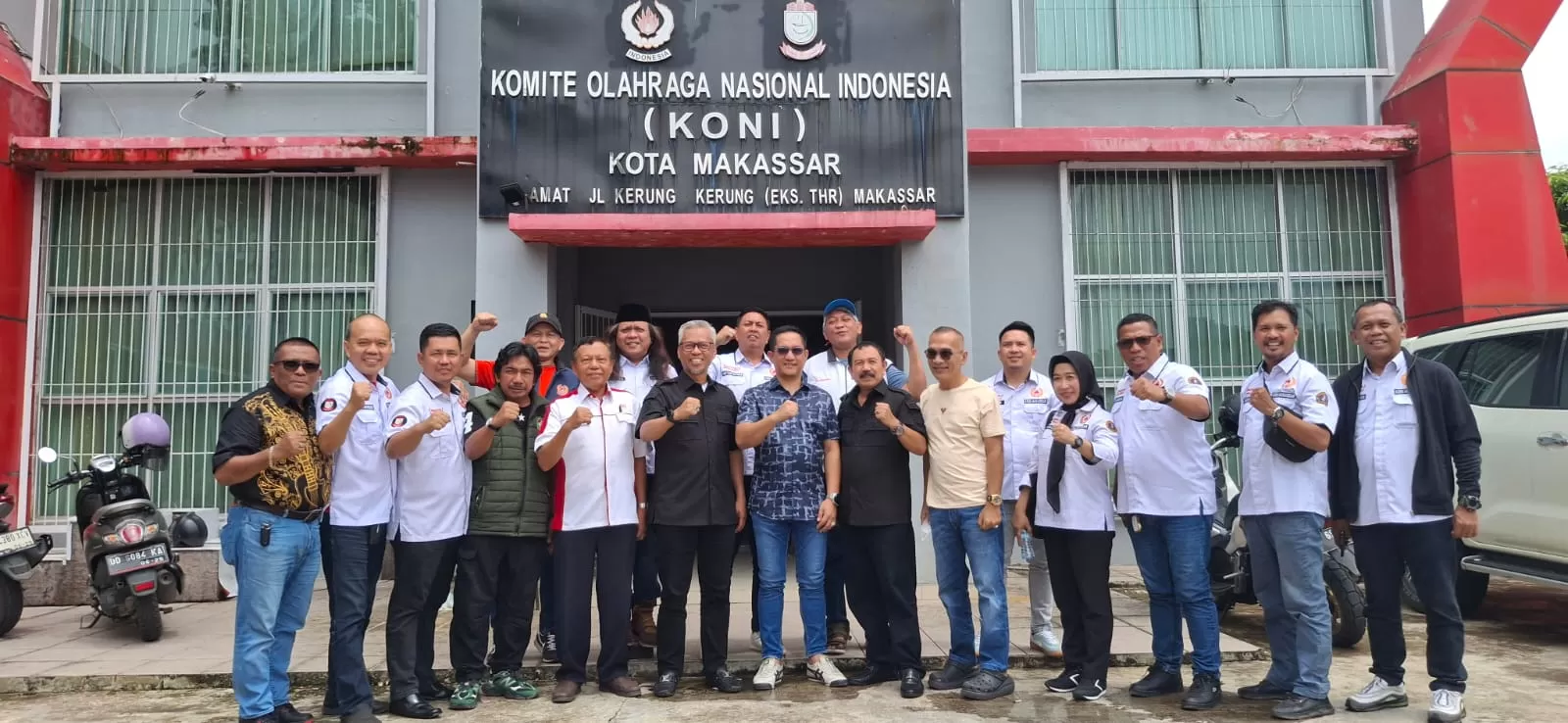 Para pengurus KONI kota Makassar usai menggelar rapat pleno pengurus, Sabtu (8/2/2025). Dalam rapat tersebut diputuskan Plt Ketua Koni Makassar Iqbal Jalil.