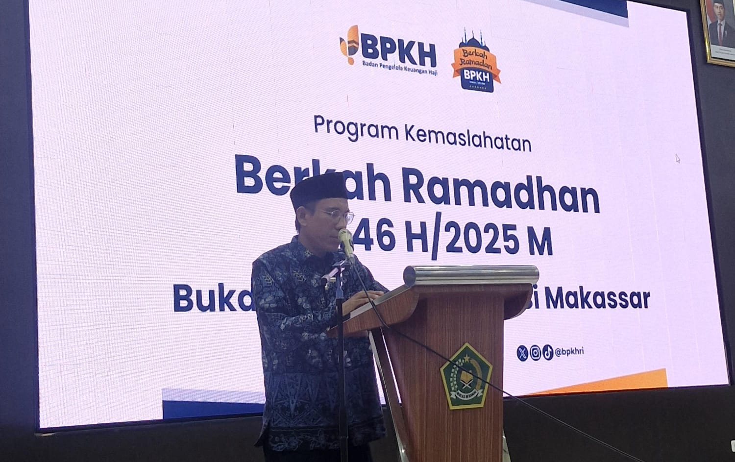 Badan Pengelola Keuangan Haji (BPKH) kerjasama Lembaga Amil Zakat, Infaq dan Sadaqah Muhammadiyah (Lazismu) Sulsel menggelar acara Berkah Ramadhan 1446 H di Embarkasi Makassar, Sabtu (15/3/2025).