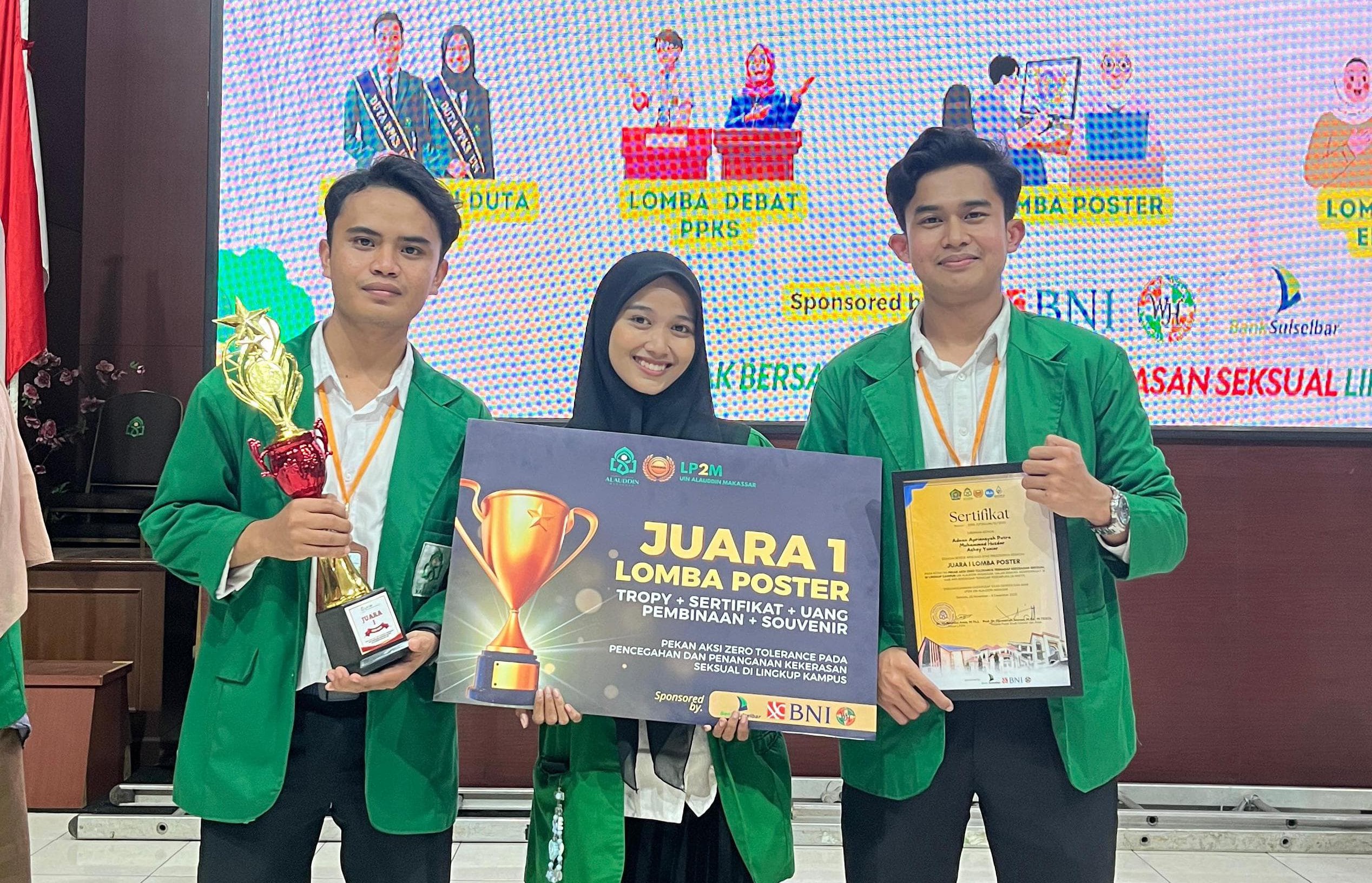 Mahasiswa FEBI UIN Alauddin Makassar Sabet Juara 1 Lomba Poster LP2M.
