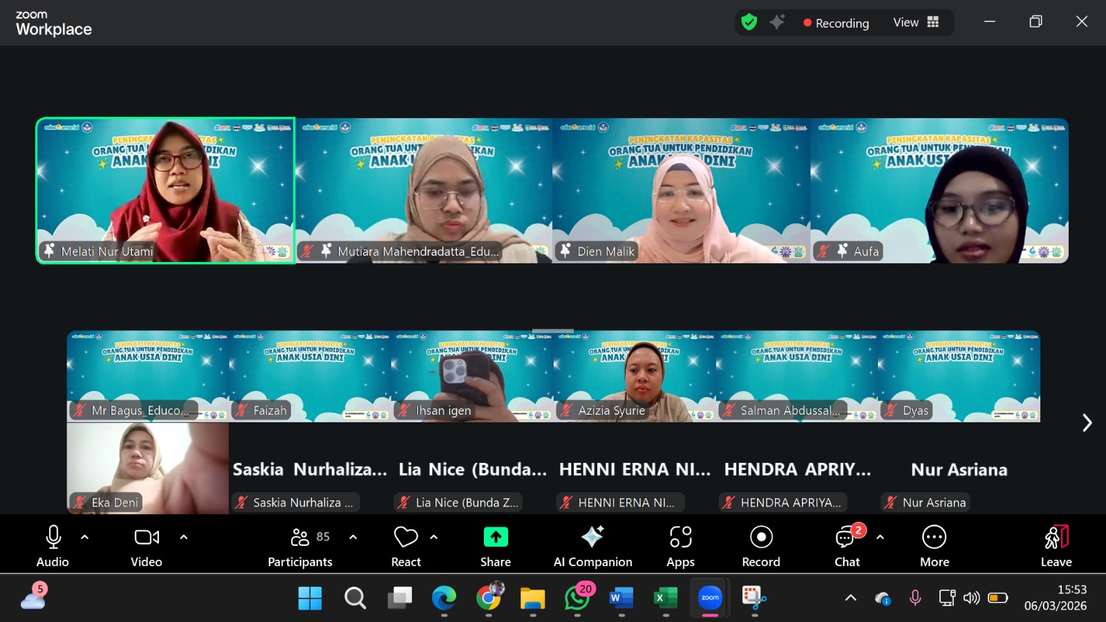 Platform pendidikan digital Educourse.id menyelenggarakan webinar bertajuk “Peningkatan Kapasitas Orang Tua untuk Pendidikan Anak Usia Dini” Jumat (6/3/2026) pukul 14.30 WIB secara daring melalui Zoom.