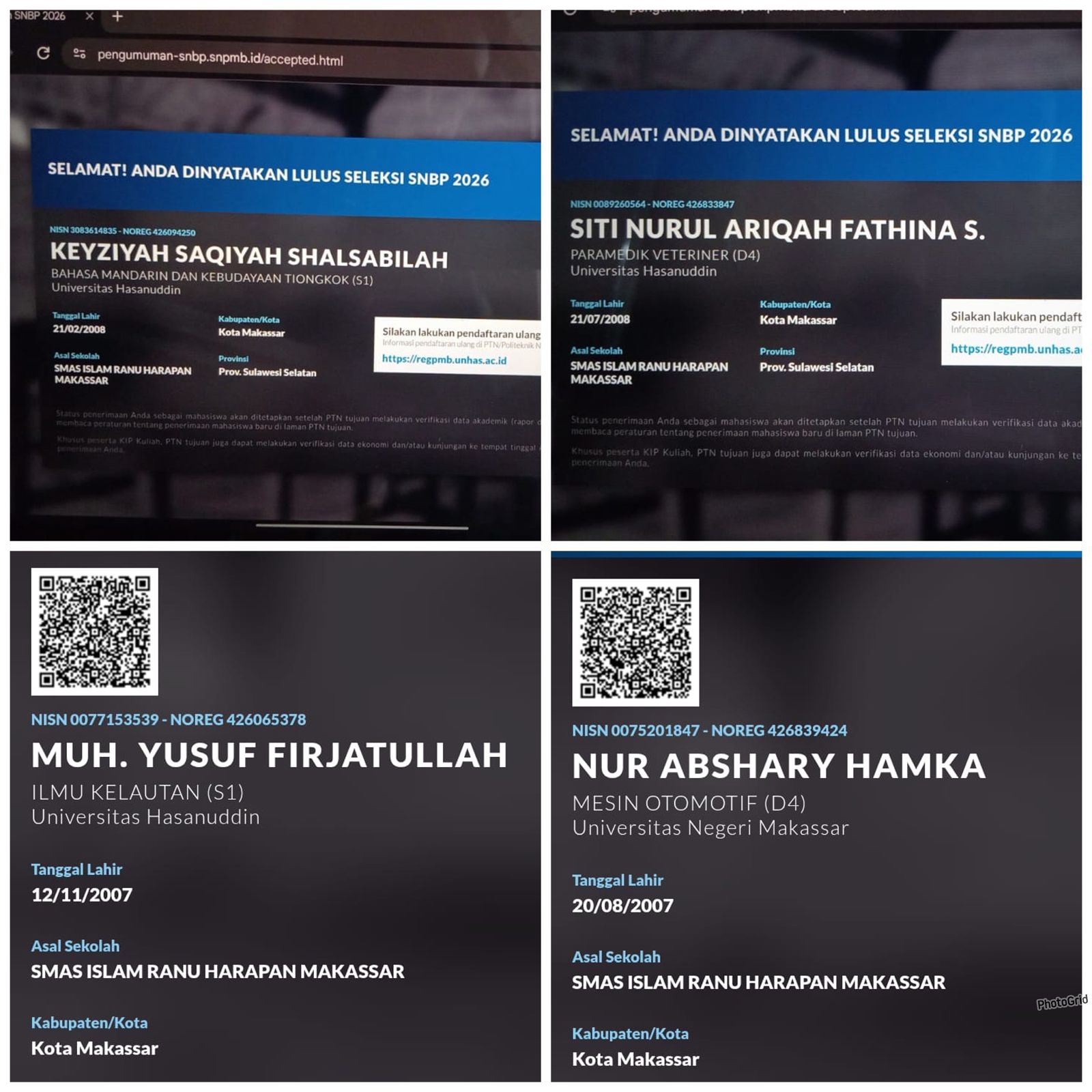 Empat Siswa SMAS Ranu Harapan Makassar Lulus SNBP 2026.