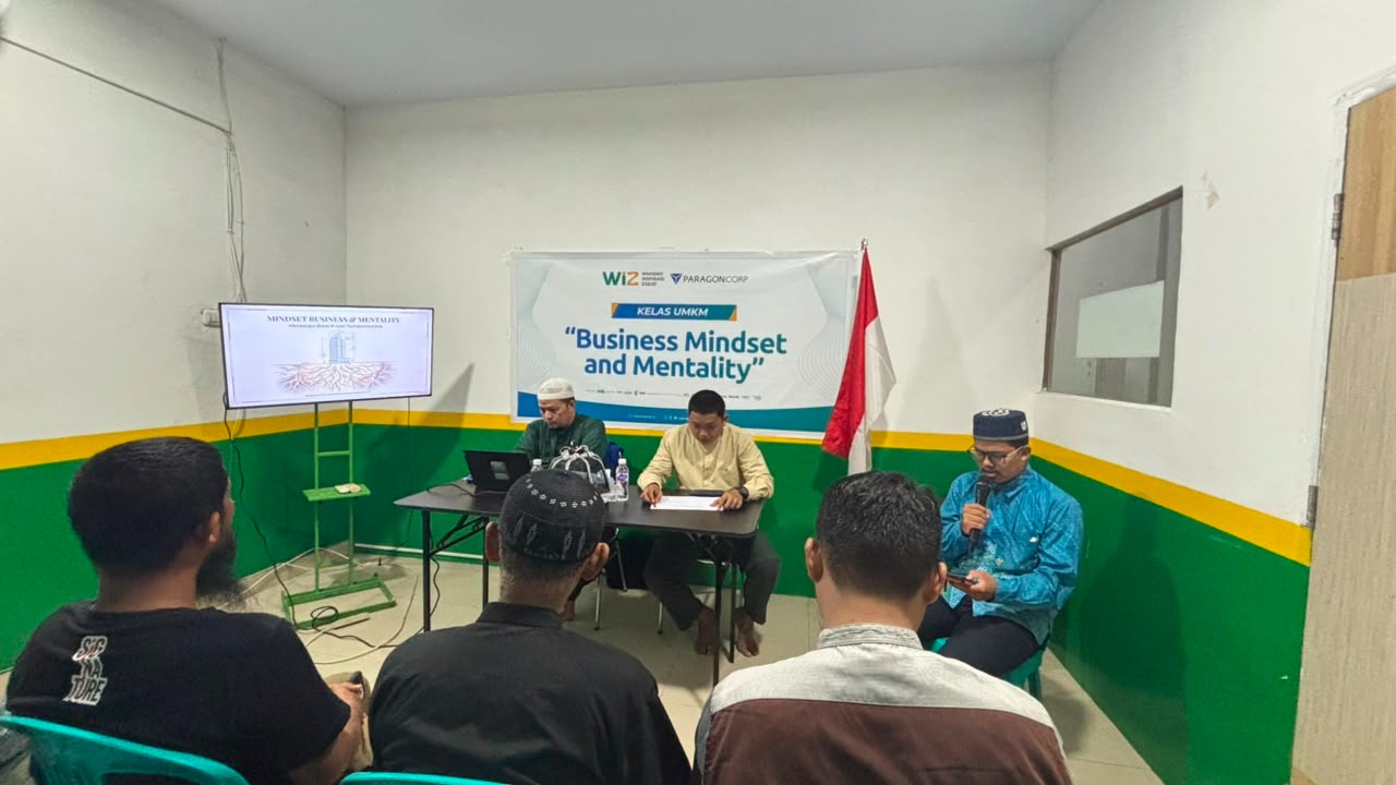 Wahdah Inspirasi Zakat (WIZ) berkolaborasi dengan Paragon Corp sukses menyelenggarakan Kelas Pendampingan Bisnis UMKM yang bertempat di Ruang Rapat Kantor Pusat WIZ, Makassar, Sabtu (27/6/2026).