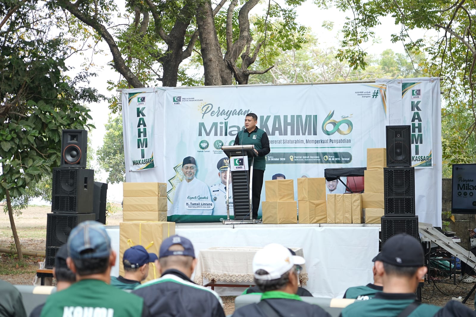 Wali Kota Makassar Munafri Arifuddin, menghadiri Perayaan Milad ke-60 Korps Alumni Himpunan Mahasiswa Islam (KAHMI) yang digelar oleh Majelis Daerah KAHMI Kota Makassar di Pantai Indah Bosowa, Sabtu (24/10/2026).